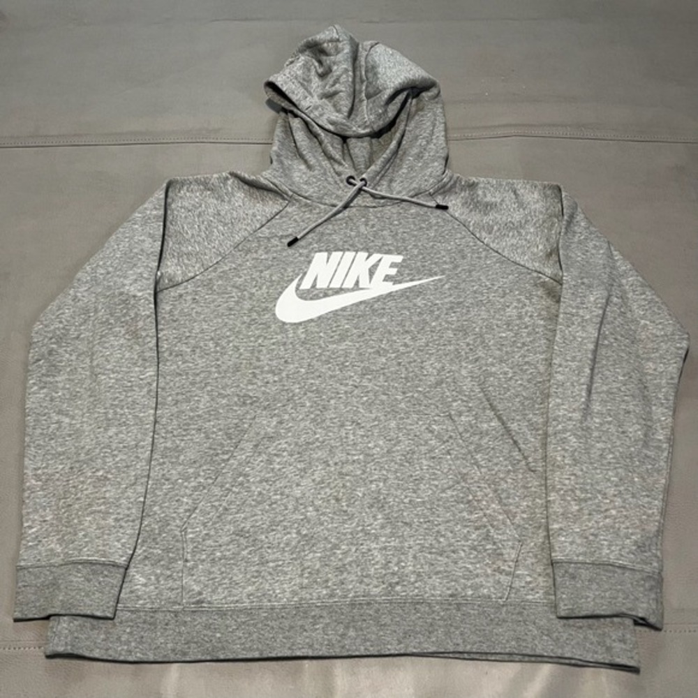 Nike Big Swoosh Lightweight Hoodie Men Gray Skate Grunge Emo Sweater Y2K-L-3149